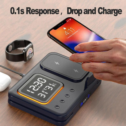 15W Wireless Chargers Stand 5 In1 LED Digital Alarm Clock Fast Charging Dock Station - @3 - MMM