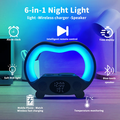 6 In 1 Smart Remote Control Wireless Charging Bluetooth Speaker @3-MMM