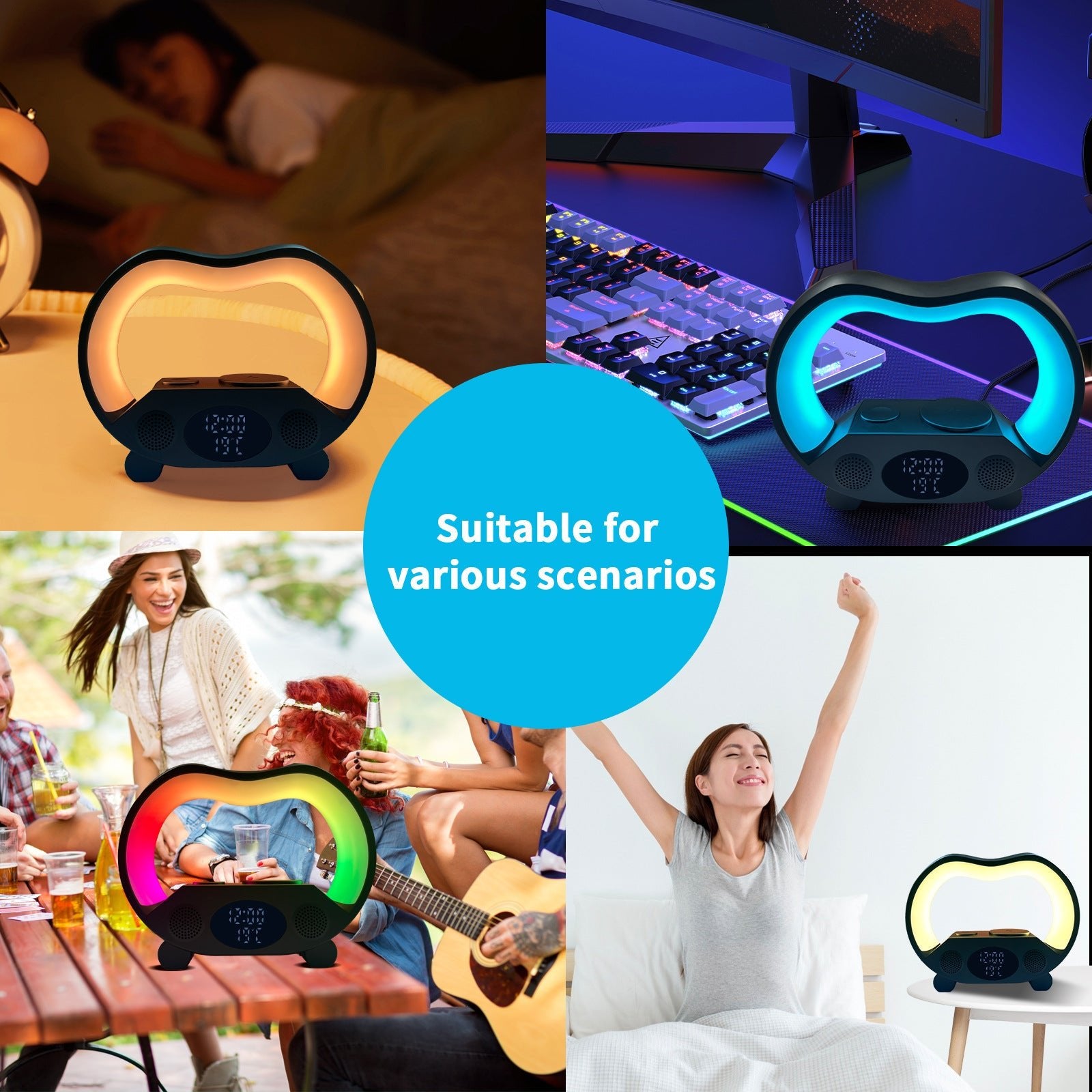 6 In 1 Smart Remote Control Wireless Charging Bluetooth Speaker @3-MMM