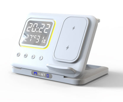 15W Wireless Chargers Stand 5 In1 LED Digital Alarm Clock Fast Charging Dock Station - @3 - MMM