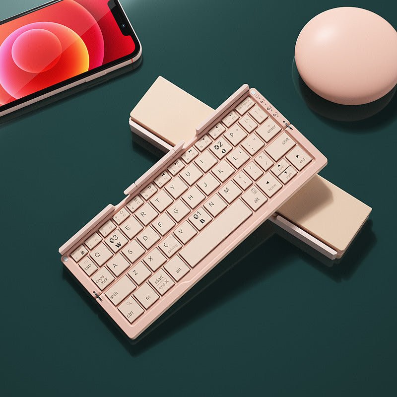 Mini Folding Bluetooth Keyboard Wireless Keypad Support3 Devices With Stand Rechargeable Foldable Keyboard For Phone Tablet @3-MMM