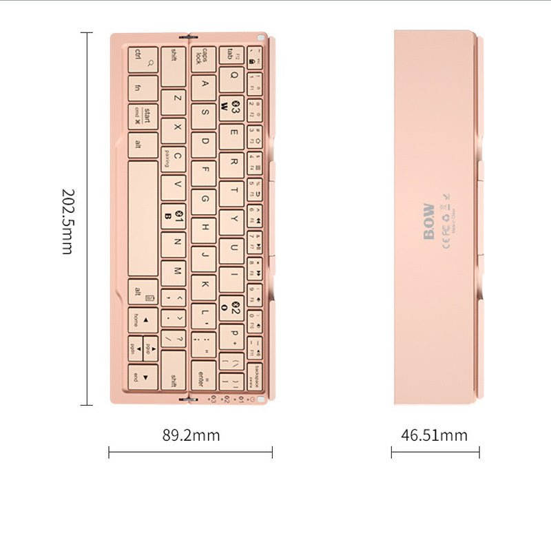 Mini Folding Bluetooth Keyboard Wireless Keypad Support3 Devices With Stand Rechargeable Foldable Keyboard For Phone Tablet @3-MMM